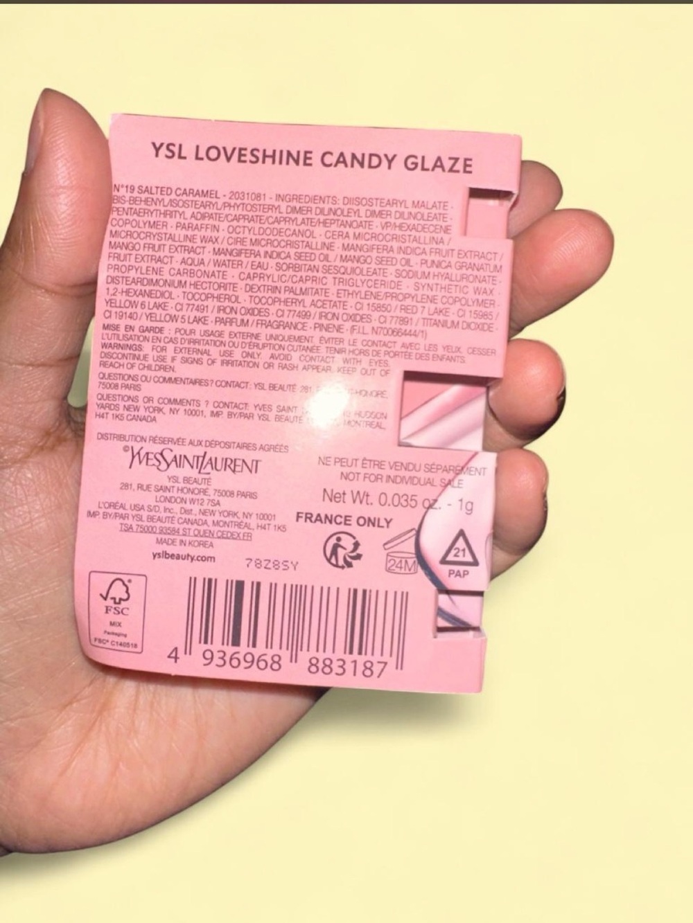 Yves Saint Laurent LoveShine Candy Glaze Lipstick - Pink/Brown Shade TRAVEL SIZE - Picture 6 of 6